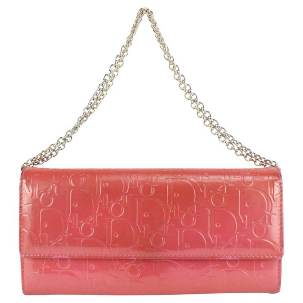 Christian Dior Pink Patent Leather Trotter Wallet WOC